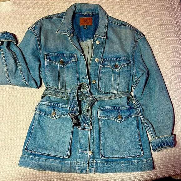 Ralph Lauren belted denim field jacket. Completely new size large or 10/12 - Picture 2 of 4